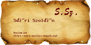 Sári Szolón névjegykártya